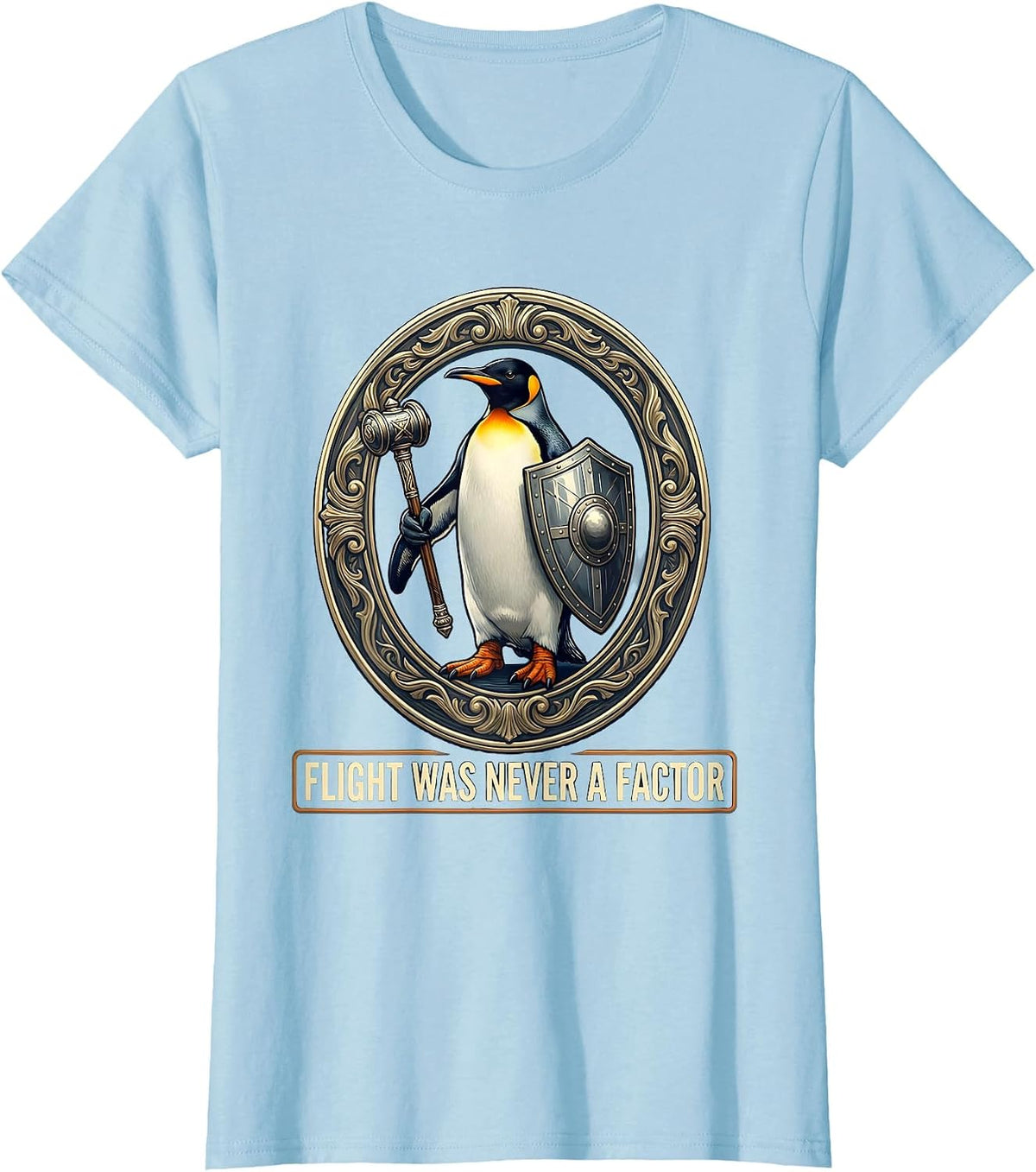 Women's Flight Was Never A Factor Funny Penguin Martial Arts Dark T-Shirt - Baby Blue