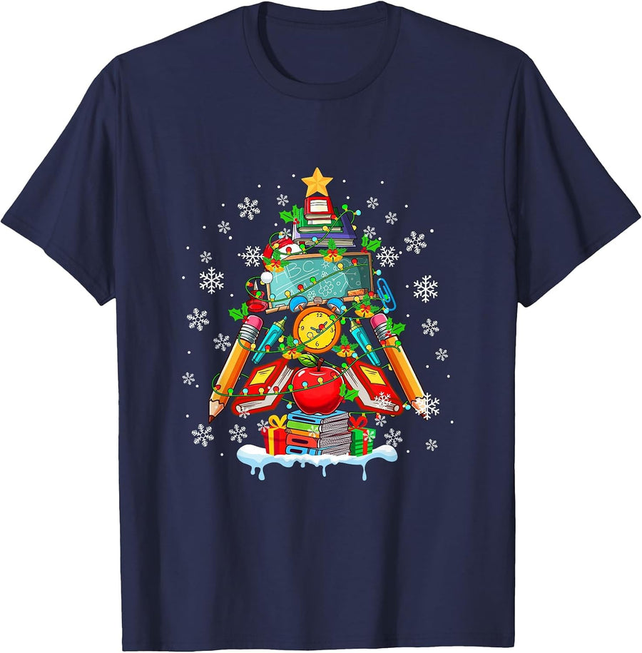 Paraprofessional Tools Colorful Xmas Tree Job Team Lover T-Shirt - Navy Blue