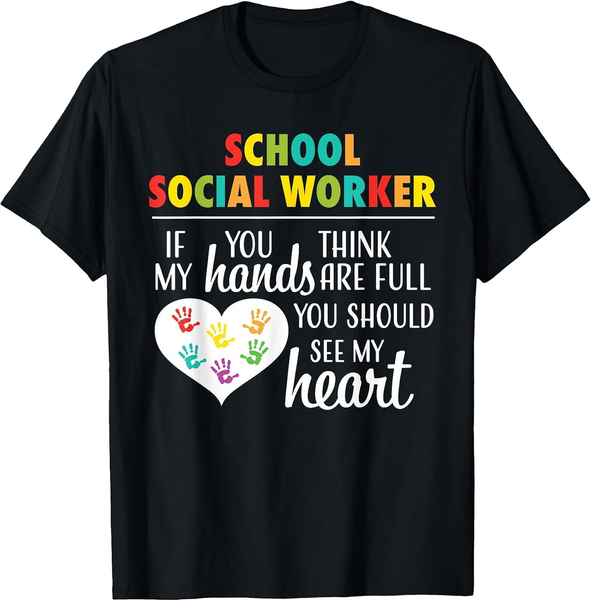 School Social Worker Cute Heart Tee for Women Men Teacher T-Shirt - Black