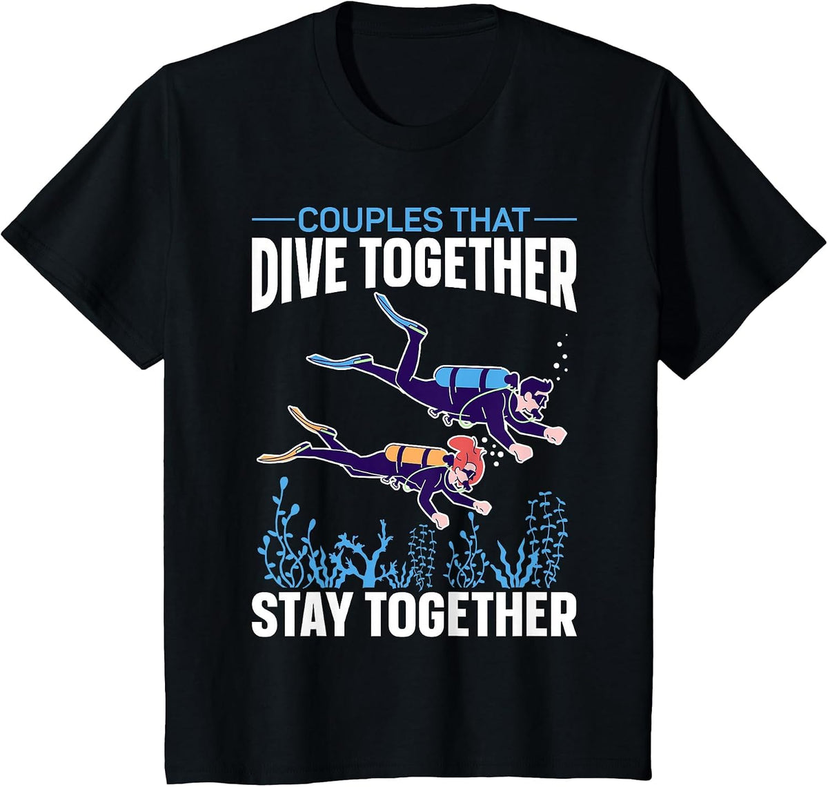 Scuba Diving Diver Girl Marriage Husband Wife Wedding T-Shirt - Black