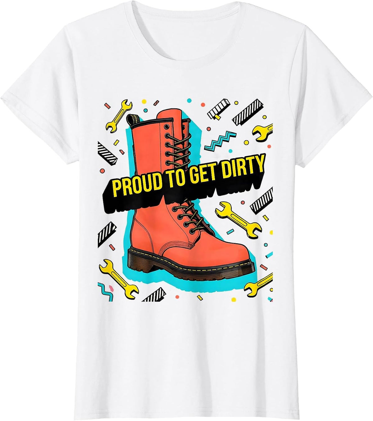Proud to Get Dirty Blue Collar Worker Design T-Shirt - White