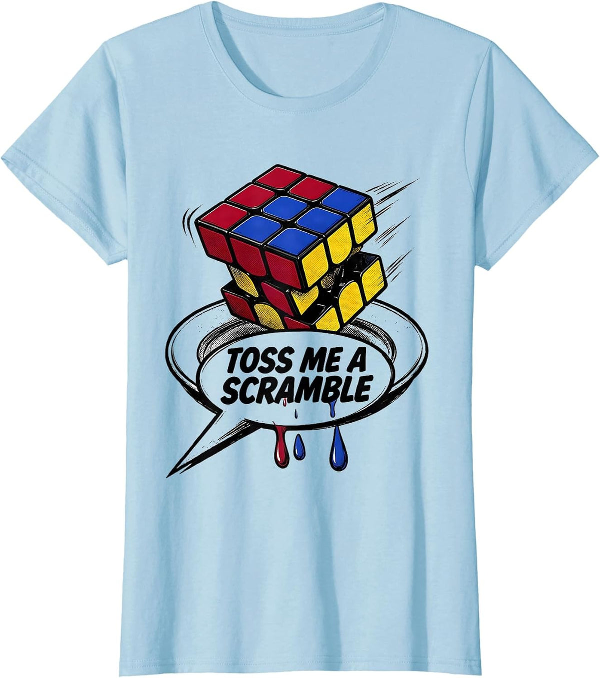 Toss Me A Scramble Funny Speed Cubing Puzzle Cube Humor T-Shirt - Baby Blue