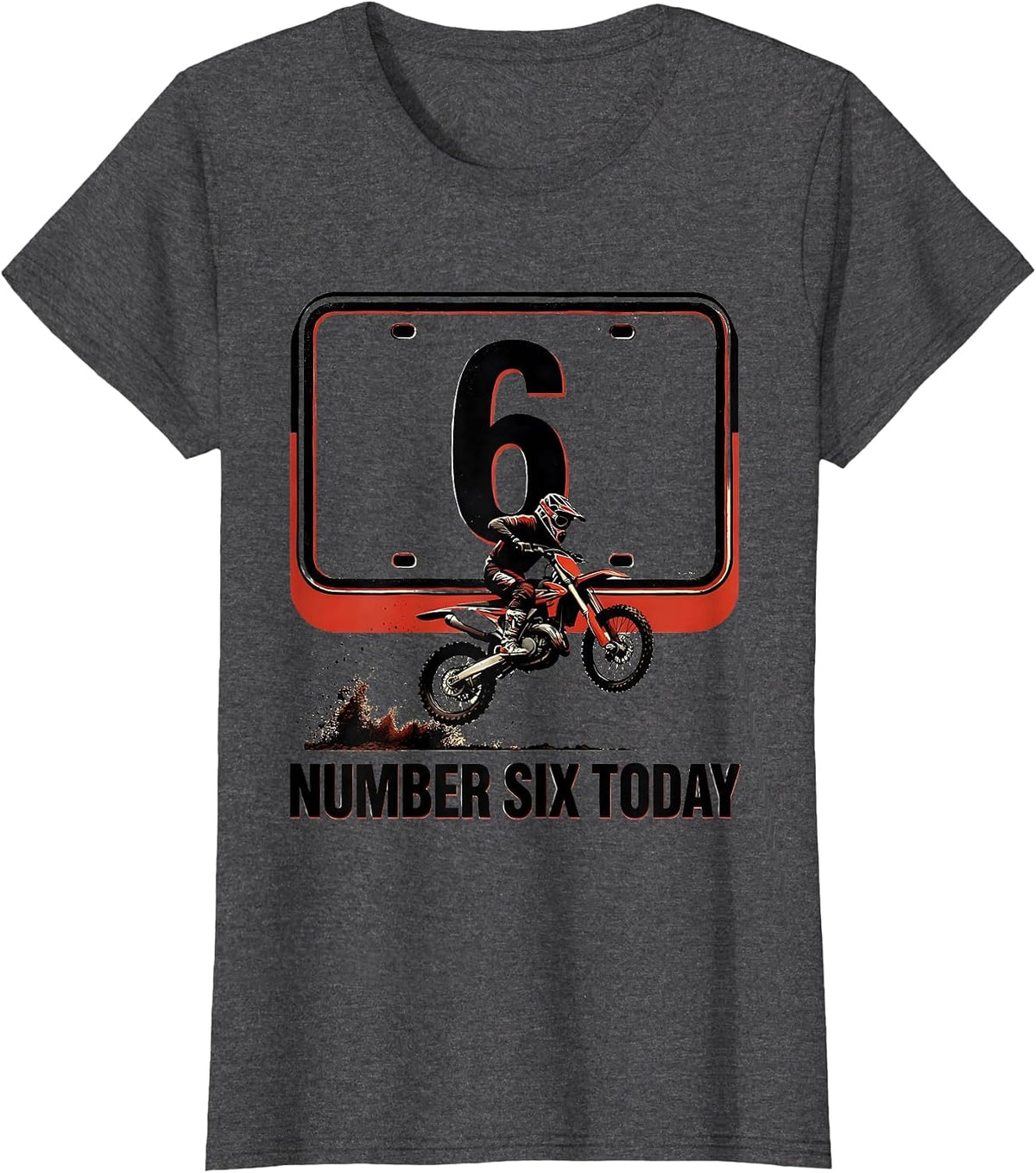 Women's Number Six Today Vintage Poster Kids Dirt Bike Birthday Gift T-Shirt - Dark Heather Grey
