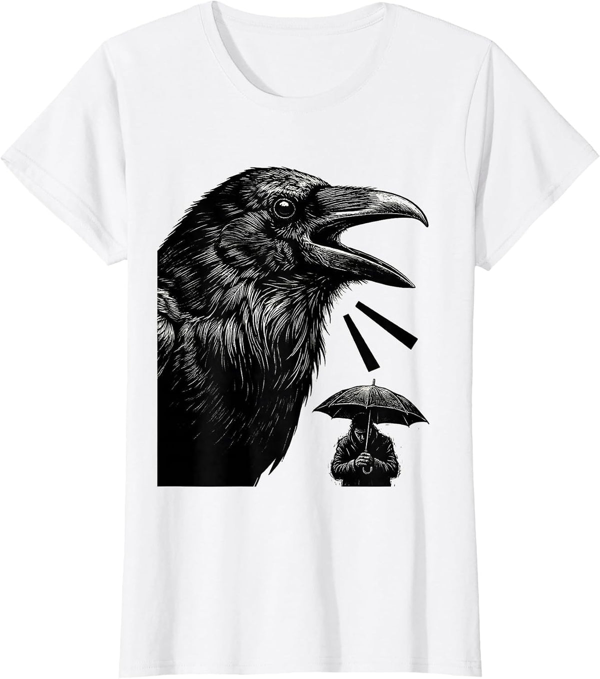 Women's Black Crow Gothic Humor Bird Lover Dark Deadpan T-Shirt - White