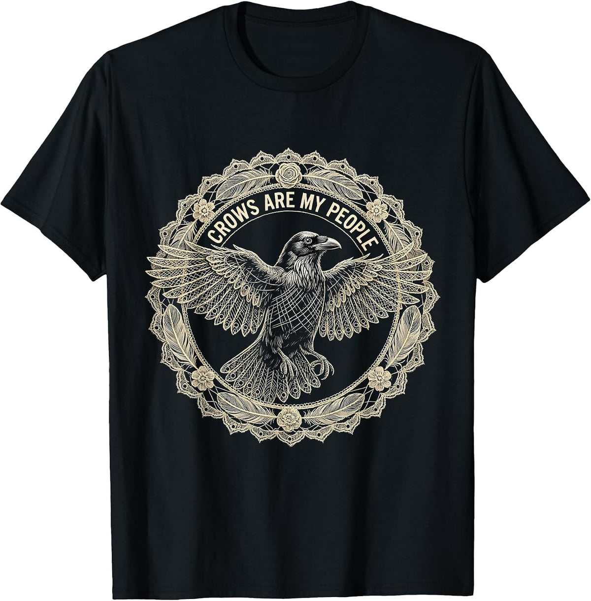 Men's Crows Are My People Crow Lover Design T-Shirt - Black