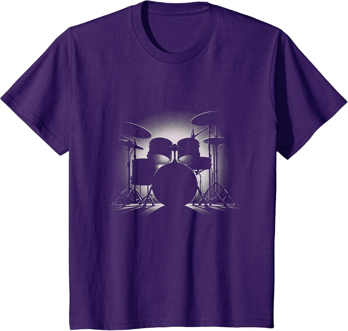 Vintage Drumset Drawing Art Drummer Design T-Shirt - Purple