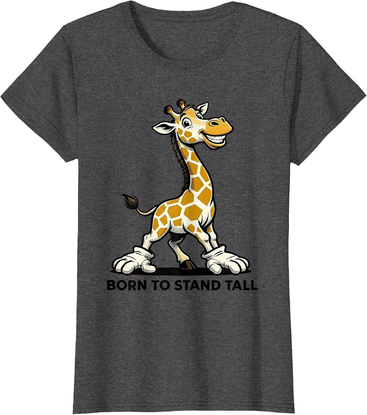 Women's Born to Stand Tall Giraffe Graphic Design T-Shirt - Dark Heather Grey