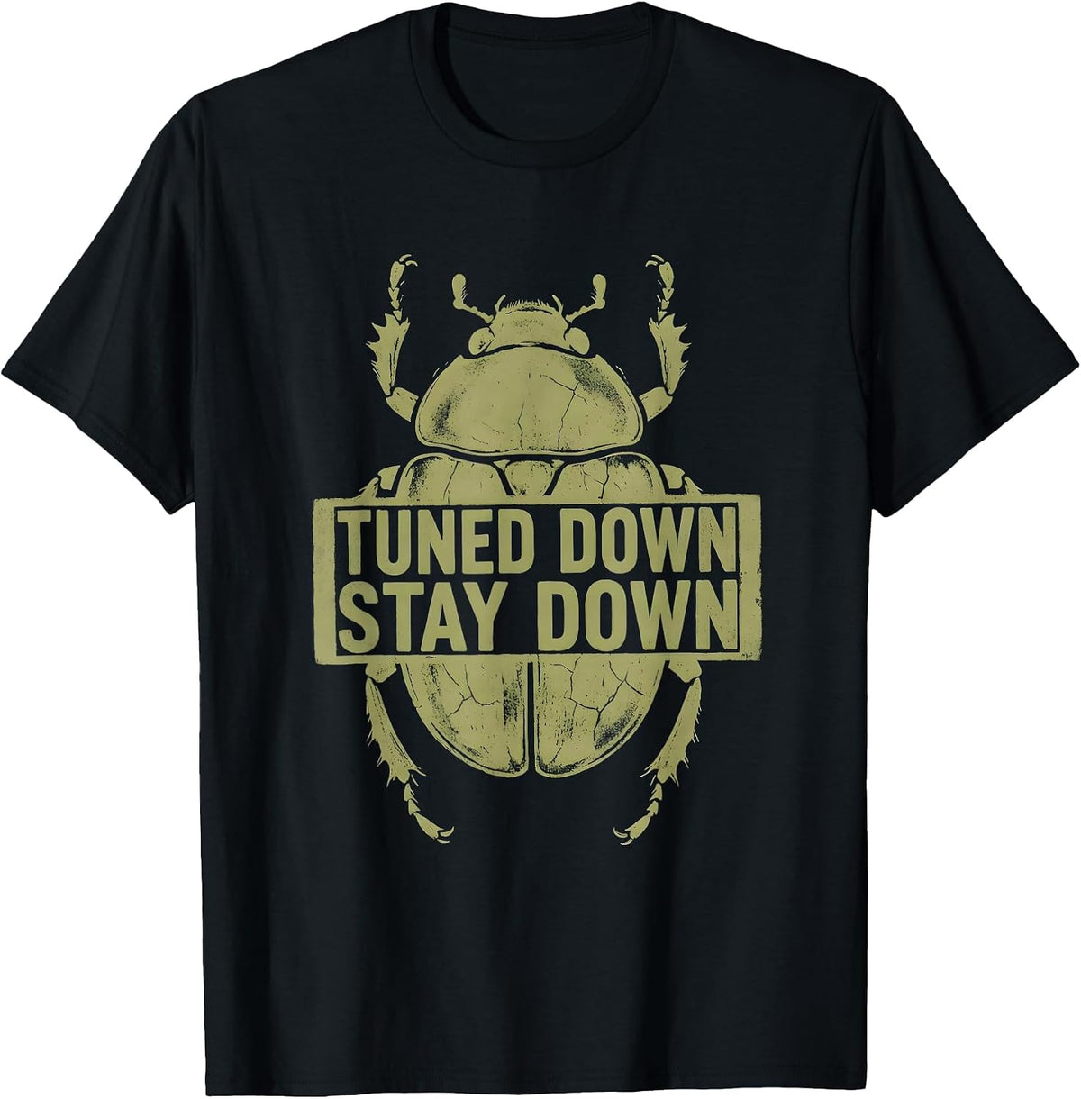 Men's Tuned Down Stay Down Metal Band Graphic Design T-Shirt - Black