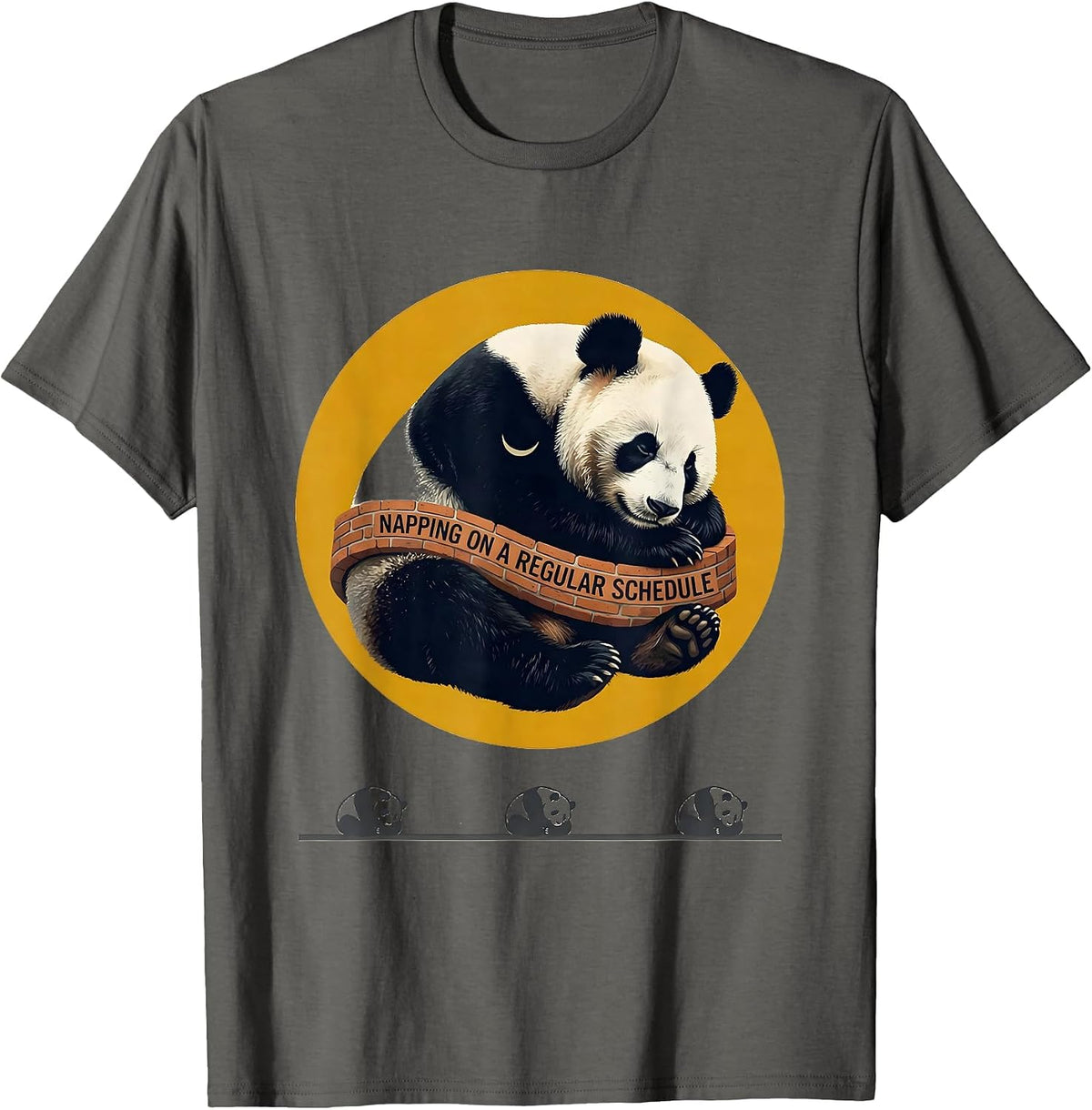 Men's Napping On A Regular Schedule Funny Panda Sleepwear Humor T-Shirt - Asphalt Grey