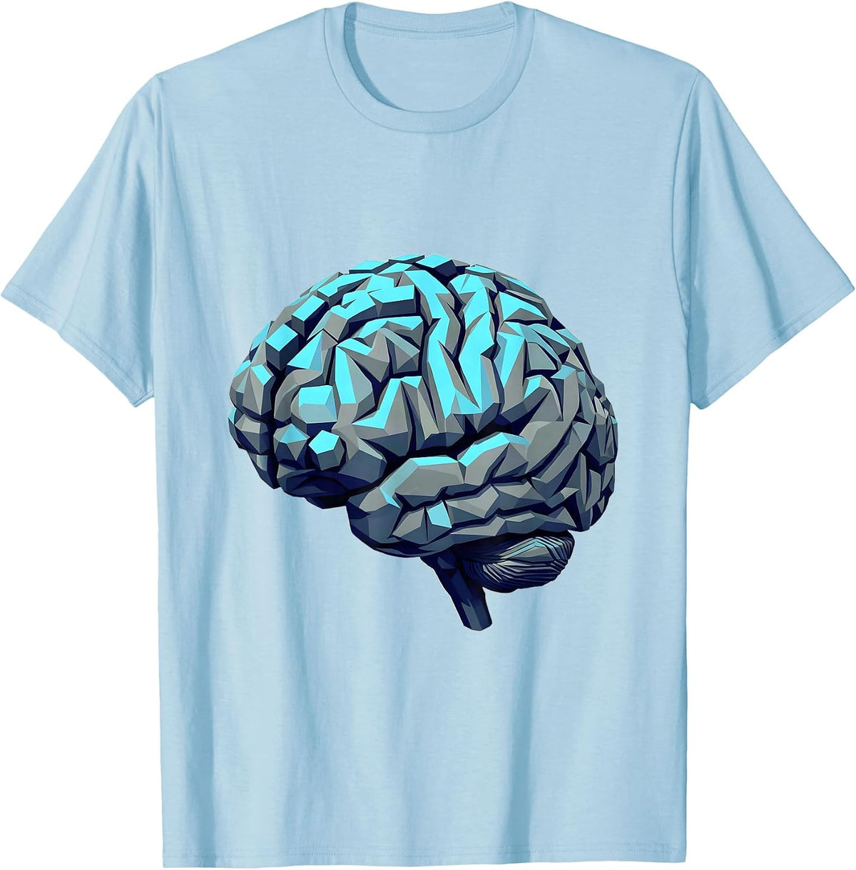 Math Teacher Brain Geometric Shapes Equations Design T-Shirt - Baby Blue