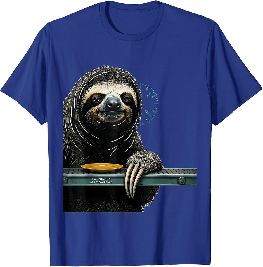 I Am Staying At My Own Pace Funny Sloth Lover Gift T-Shirt - Royal Blue