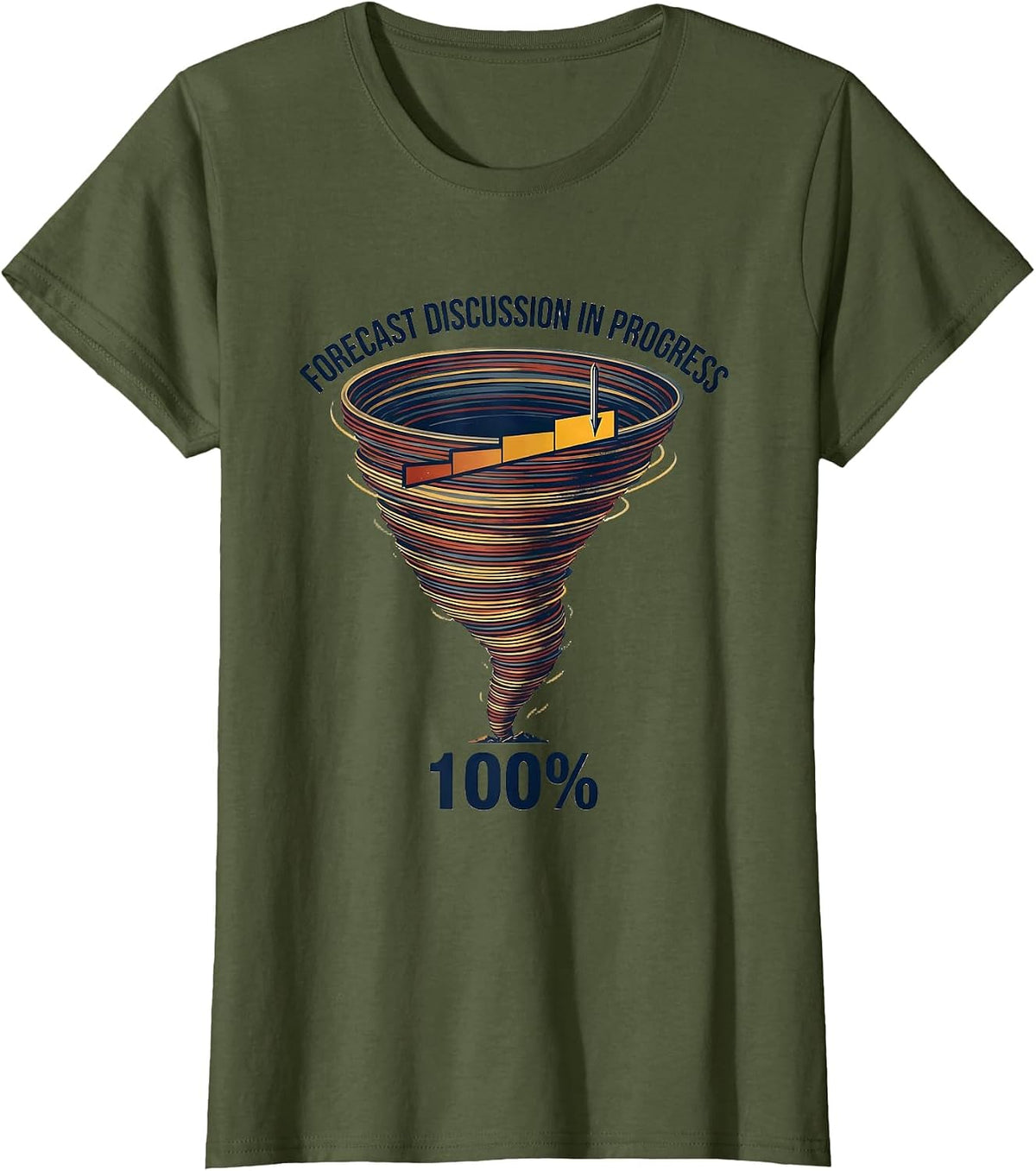 Women's Forecast Discussion In Progress: 100% Bold Storm Chaser T-Shirt - Olive Green