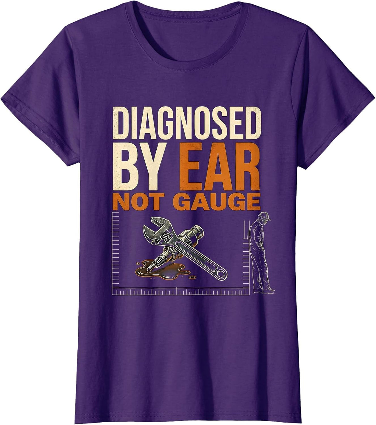 Women's Diagnosed By Ear, Not Gauge Funny Trucker Diesel Pickup T-Shirt - Purple