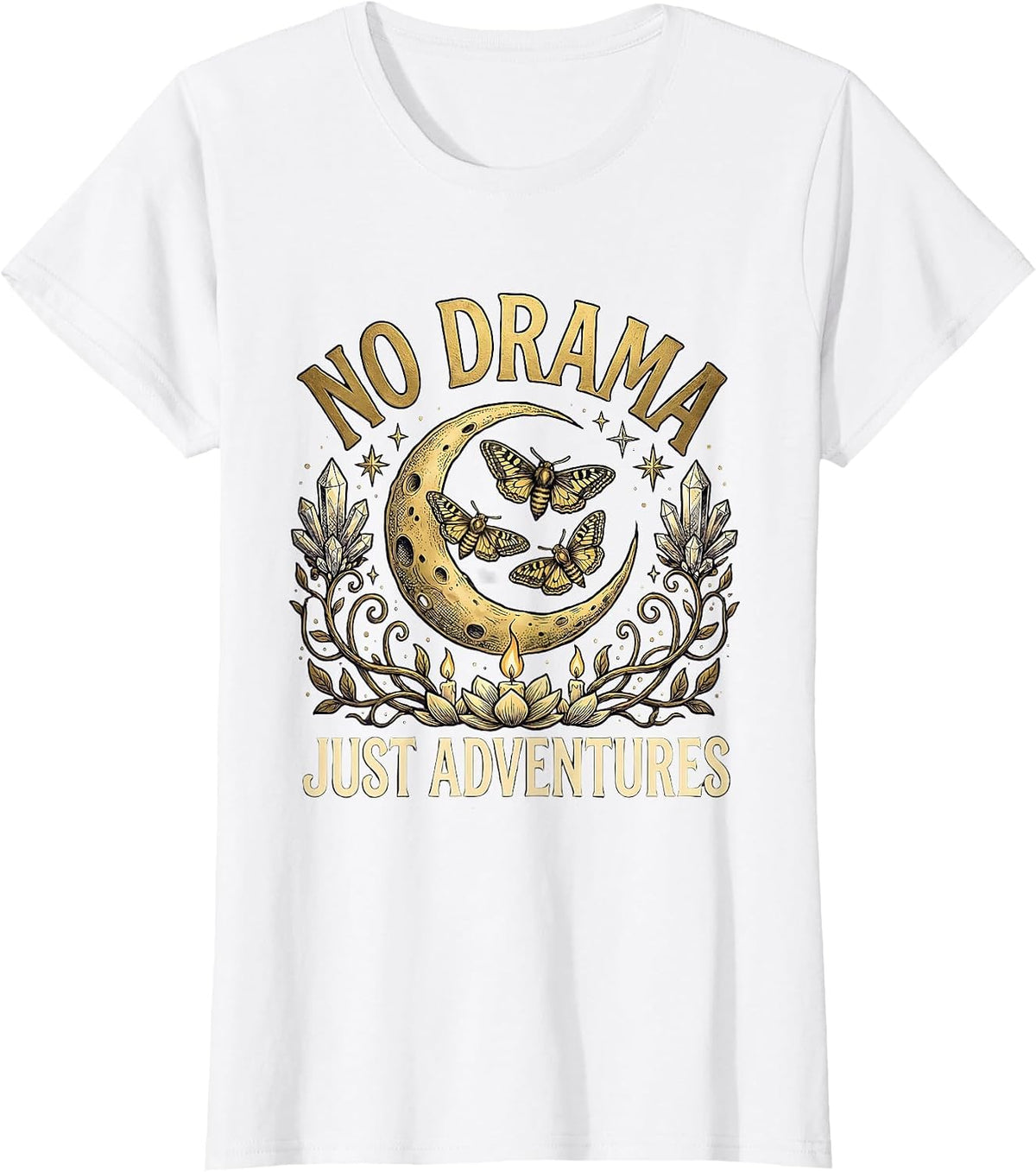 Women's No Drama Just Adventures Girls Trip Design T-Shirt - White