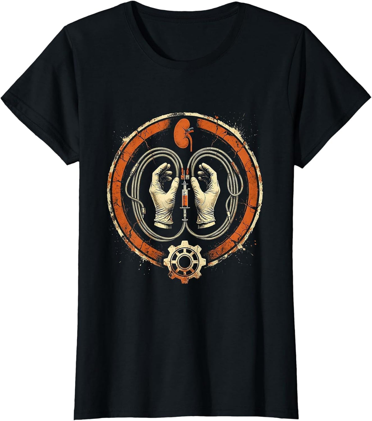 Dialysis Technician Connecting Tubing Patient Art T-Shirt - Black