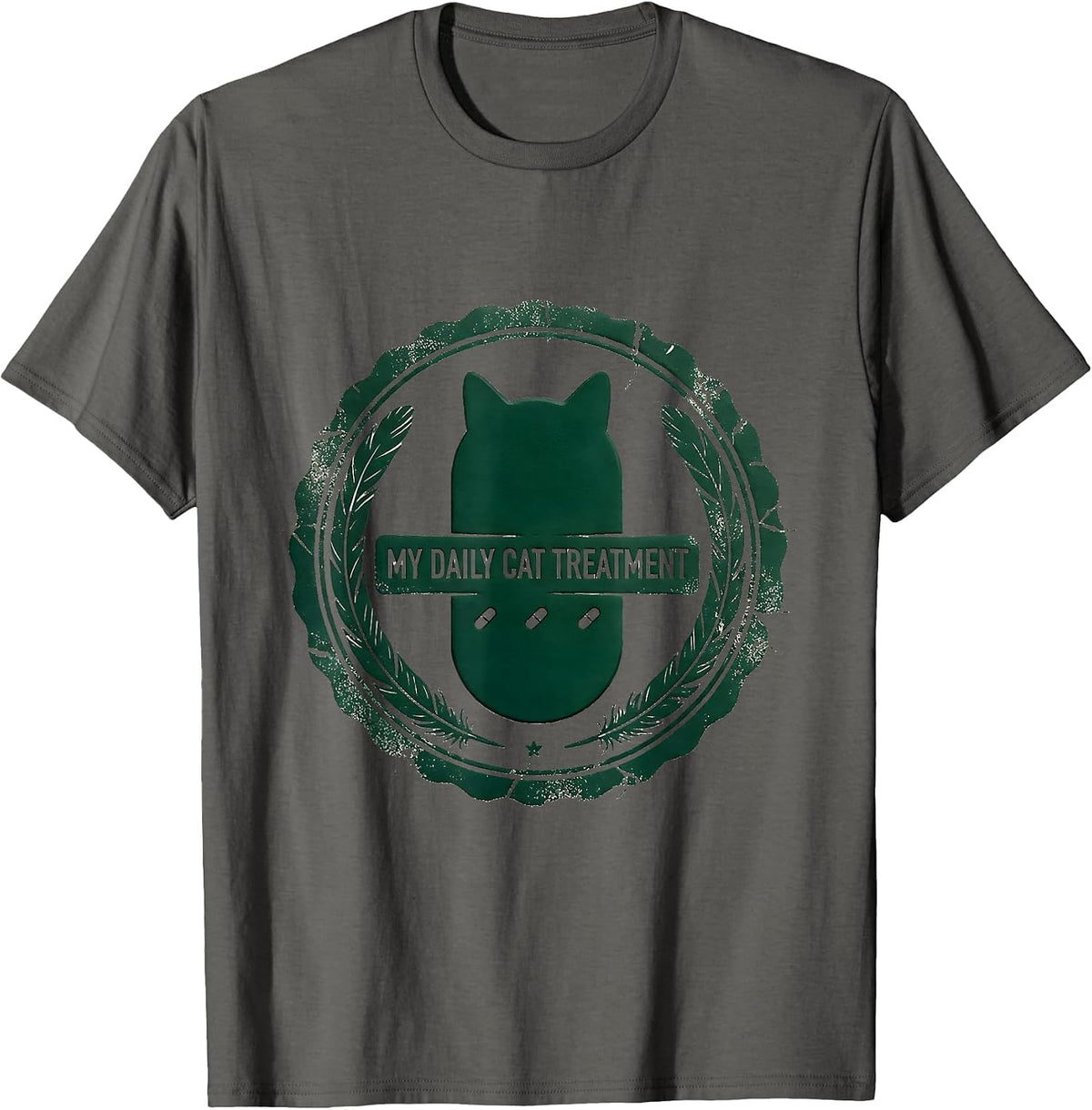 My Daily Cat Treatment Funny Cat Lover Gift Rubber Stamp T-Shirt - Asphalt Grey