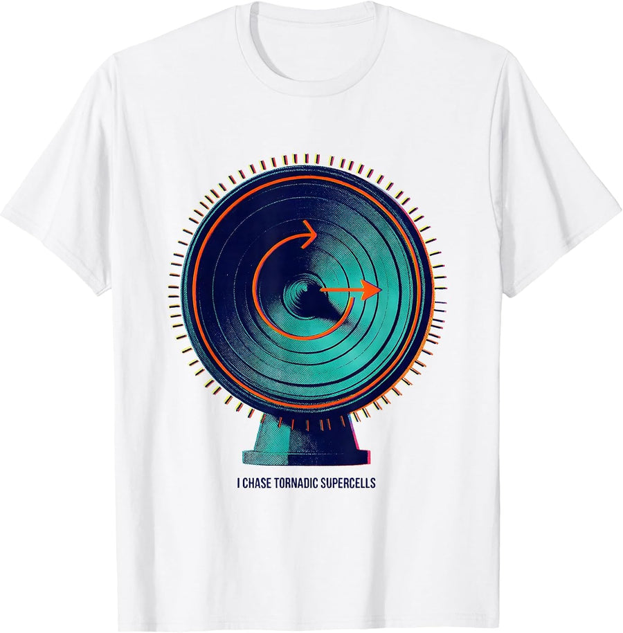 Men's I Chase Tornadic Supercells Risograph Storm Chaser T-Shirt - White