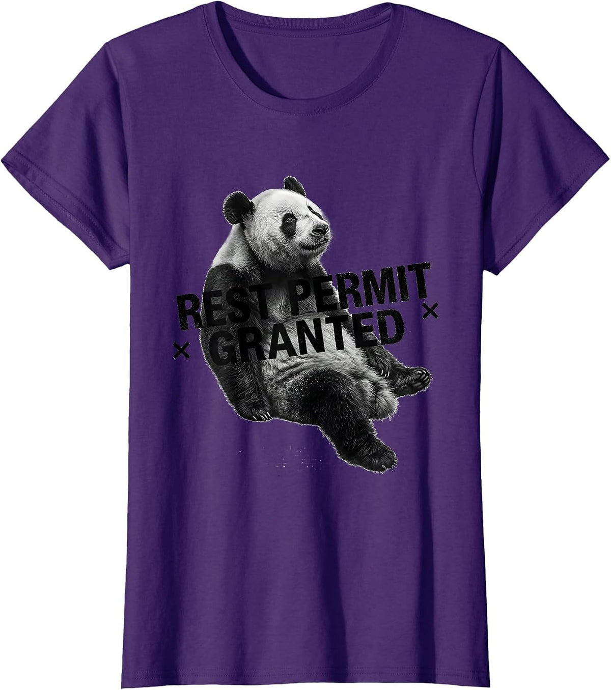 Women's Rest Permit Granted Funny Panda Bear Animal Lover Humor T-Shirt - Purple