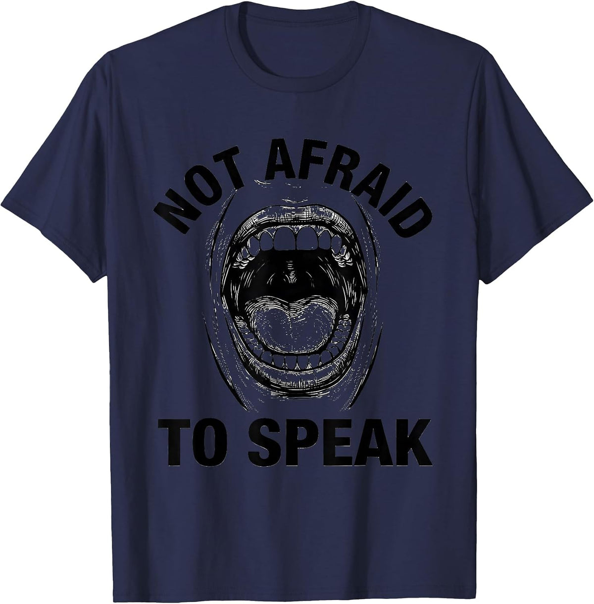 Not Afraid To Speak Free Speech Design T-Shirt - Navy Blue