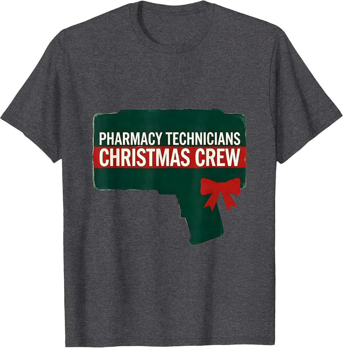 Men's Pharmacy Technicians Christmas Crew Funny Pharmacy Squad T-Shirt - Dark Heather Grey