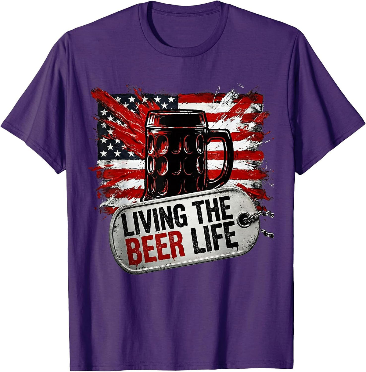 Living the Beer Life Craft Beer Lover Design T-Shirt - Purple