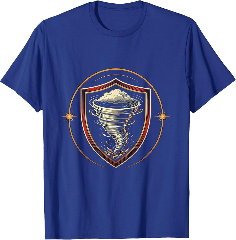 Storm Chaser Tornado Emblem Meteorology Humor T-Shirt - Royal Blue