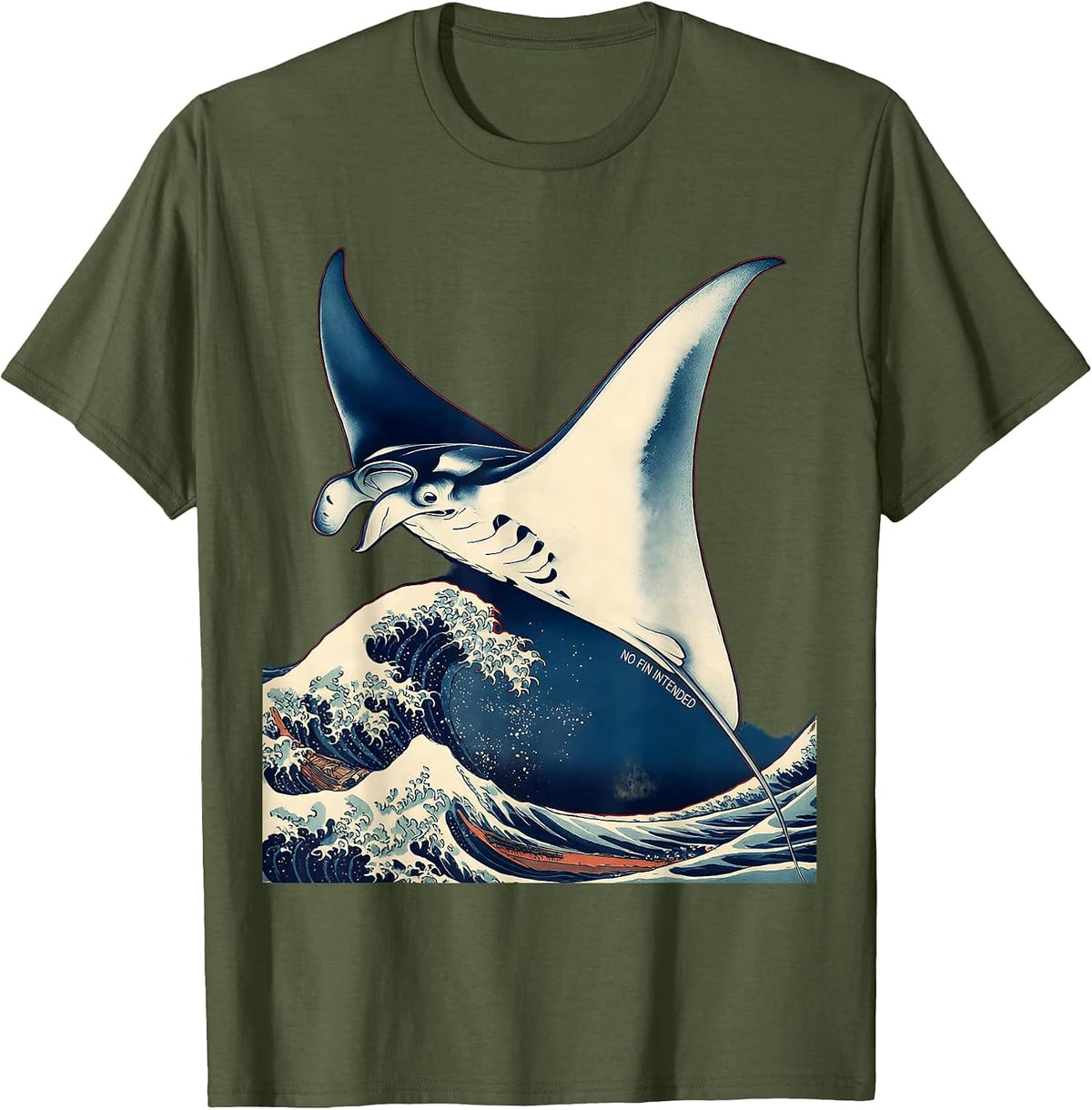 No Fin Intended Funny Shark Lover Ocean Animal Humor T-Shirt - Olive Green