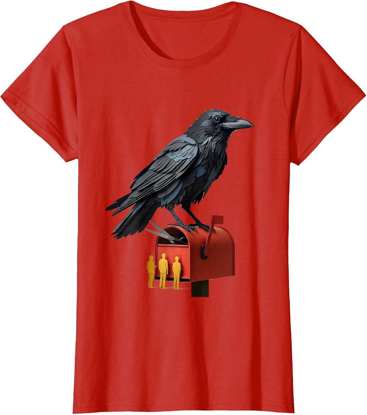 Women's Black Crow Paper Cutout Gothic Humor Crow Lover Gift T-Shirt - Red