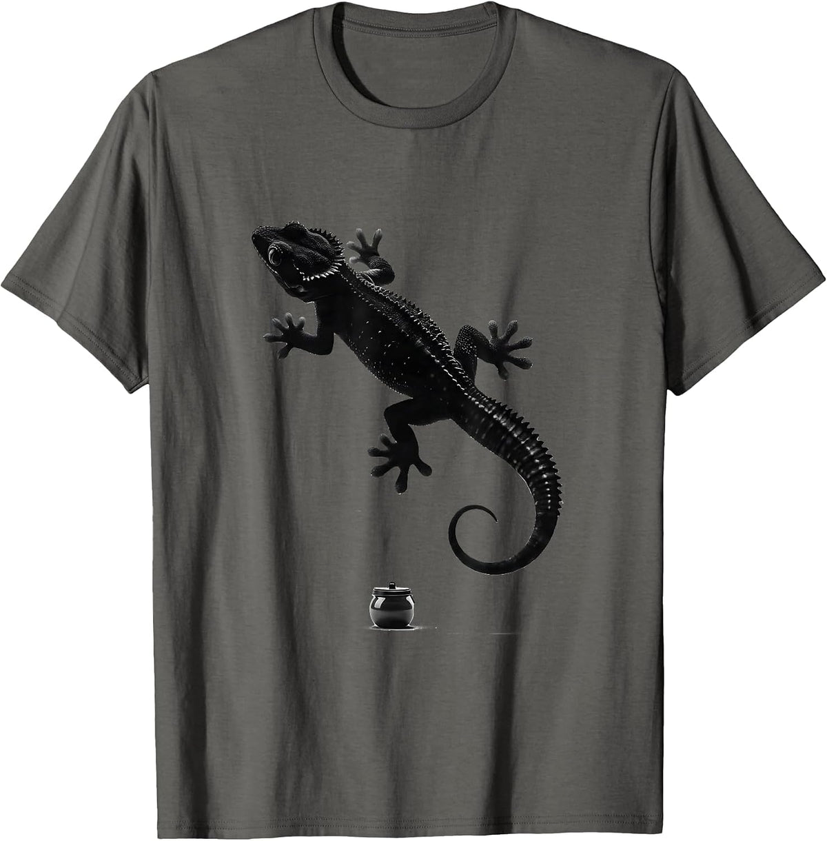 Crested Gecko Minimalist Reptile Lover Gift T-Shirt - Asphalt Grey