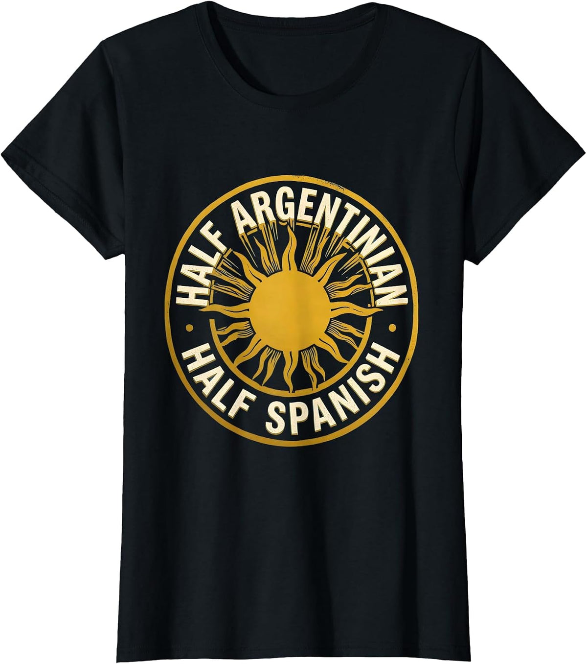 Half Argentinian Half Spanish Vintage Argentina Flag T-Shirt - Black
