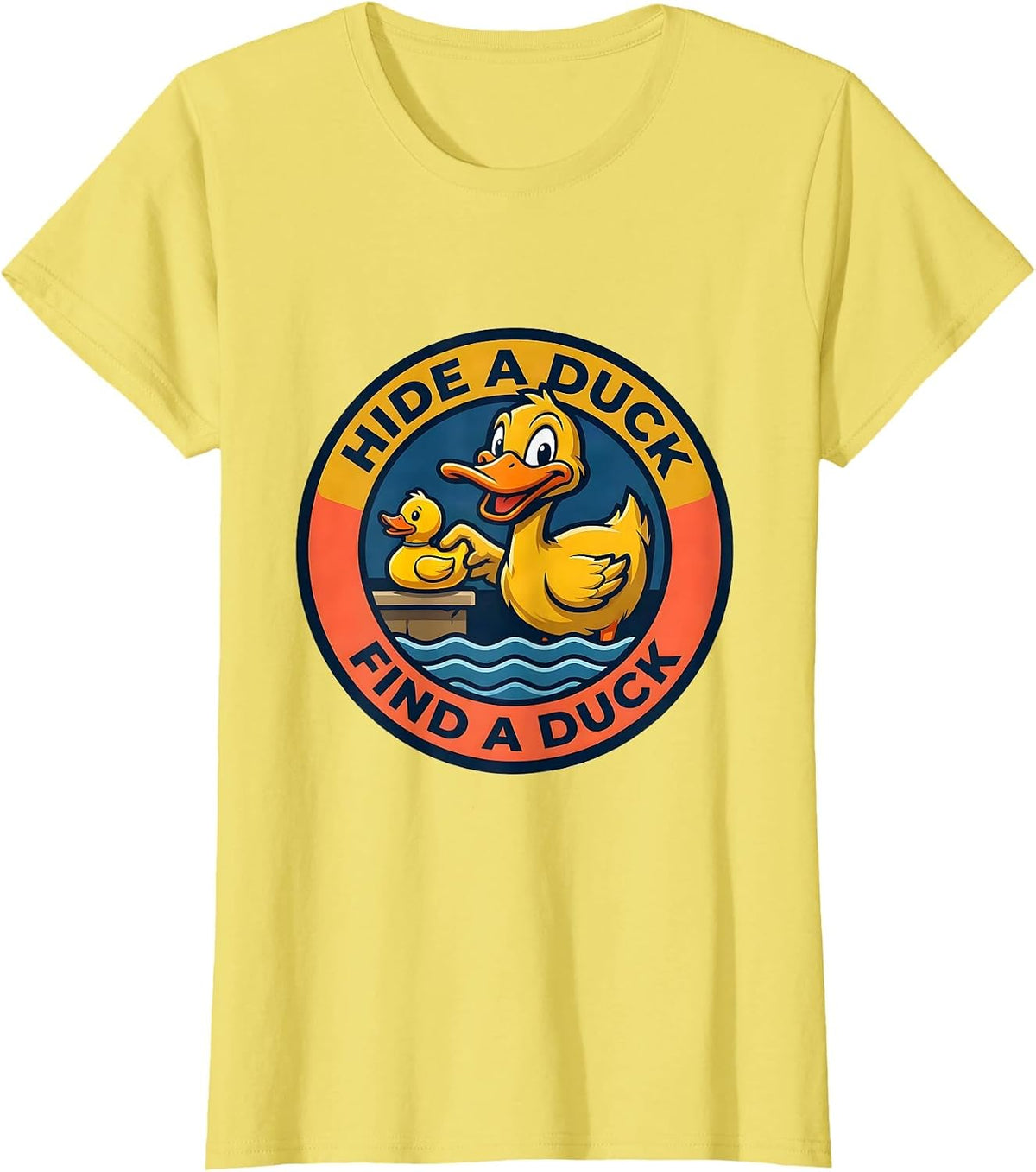 Hide A Duck Find A Duck Funny Cruise Duck Hunting Ice Cream T-Shirt - Lemon Yellow