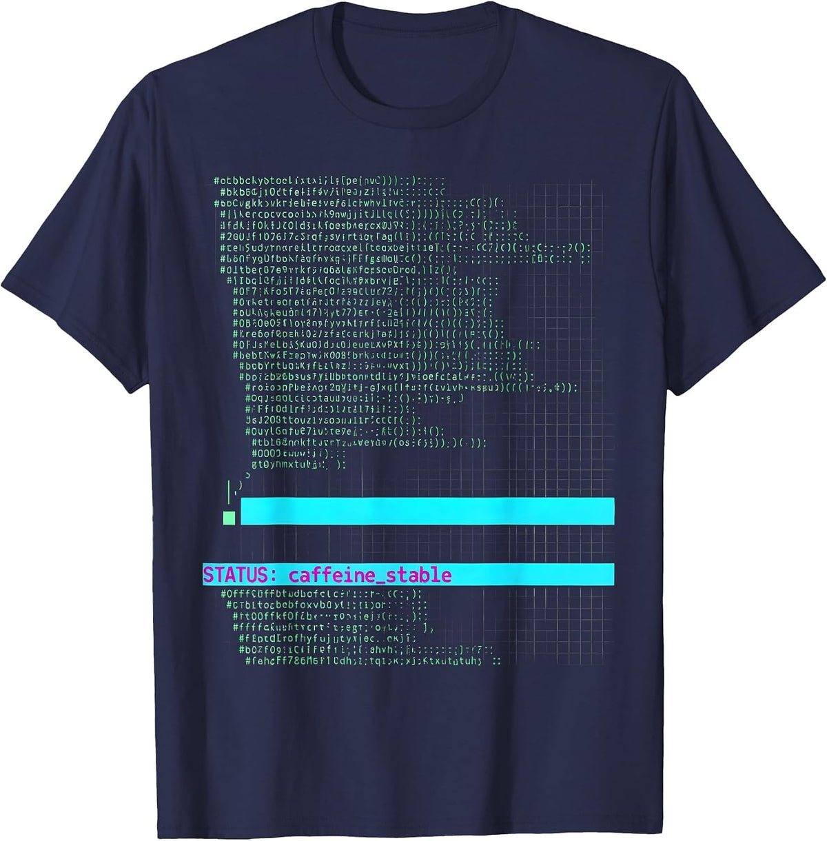 STATUS: caffeine_stable Funny Programmer Nerd Developer T-Shirt - Navy Blue