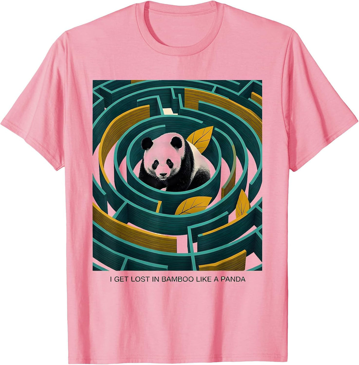 Men's I Get Lost In Bamboo Like A Panda Funny Panda Lover Humor T-Shirt - Pink