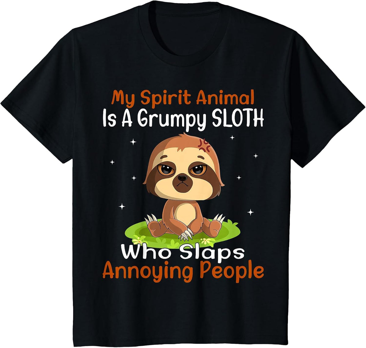 My Spirit Animal is A Grumpy Sloth Cute Funny Sloth T-Shirt - Black