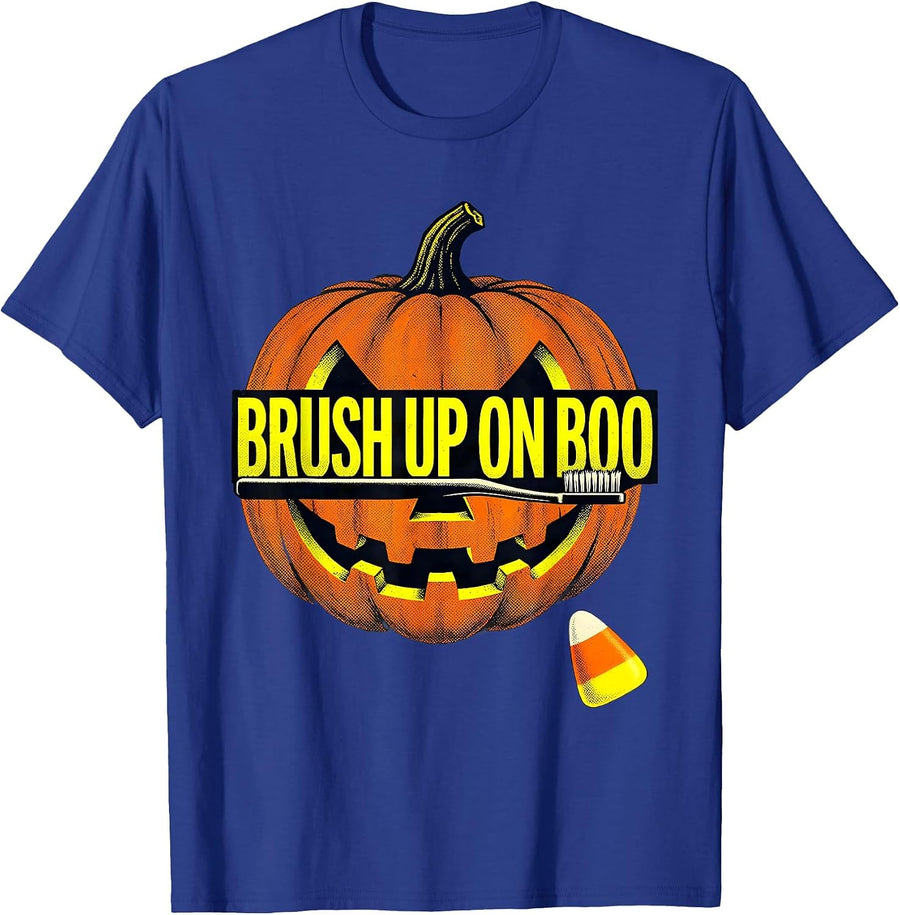 Brush Up On Boo Funny Dental Hygienist Halloween Costume T-Shirt - Royal Blue