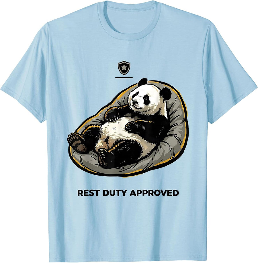 Men's Rest Duty Approved Funny Panda Bear Animal Lover Humor T-Shirt - Baby Blue