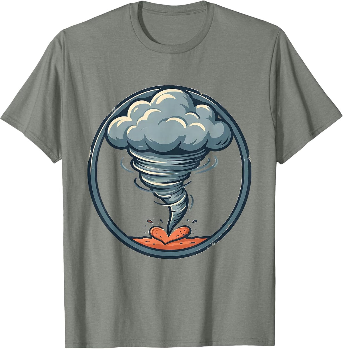 Men's Round Tornado Badge Storm Chaser Meteorology Enthusiast T-Shirt - Olive Heather
