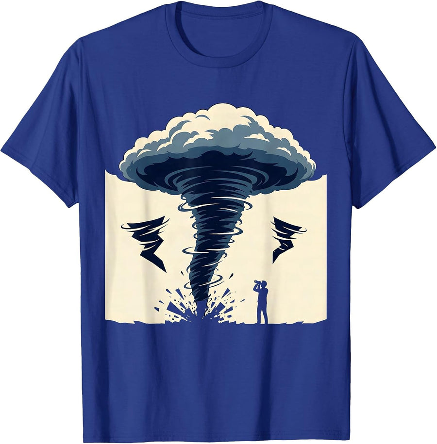 Tornado Silhouette Storm Chaser Meteorology Humor T-Shirt - Royal Blue