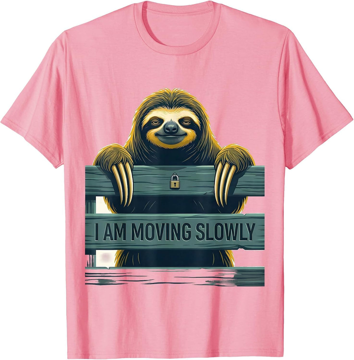 Men's I Am Moving Slowly Funny Sloth Lover Gift T-Shirt - Pink