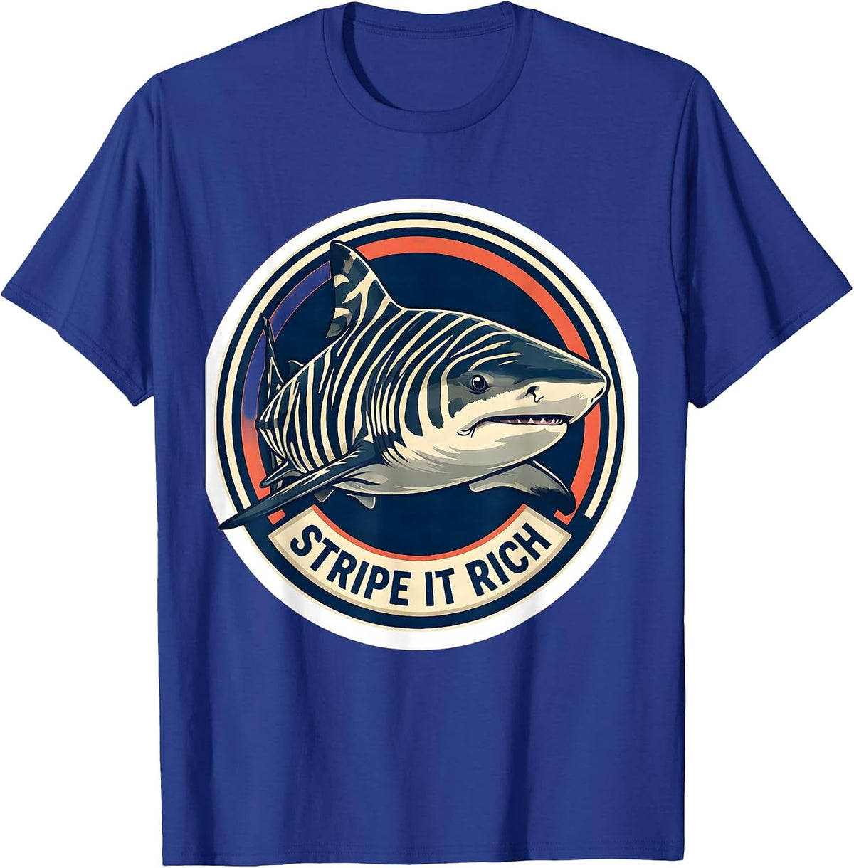 Men's Stripe It Rich Funny Zebra Shark Ocean Wildlife Enthusiast T-Shirt - Royal Blue
