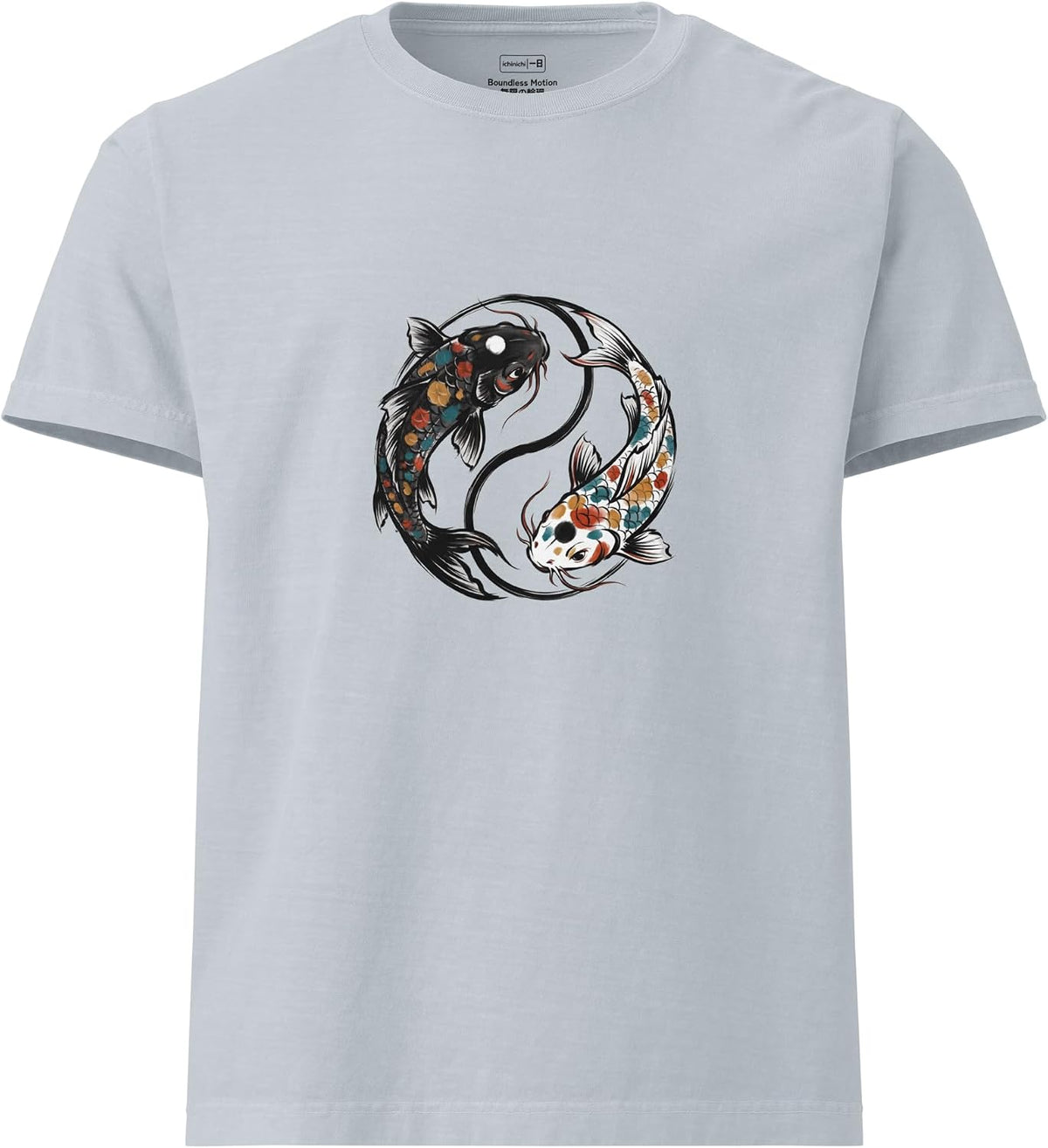 Yin Yang Koi Fish Oversized Graphic T-Shirt - Multicolor