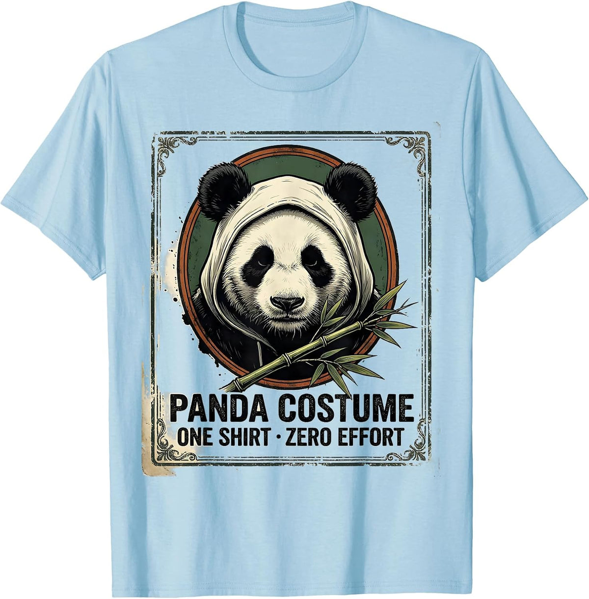 Men's Panda Costume: One Shirt, Zero Effort Vintage Funny Animal T-Shirt - Baby Blue