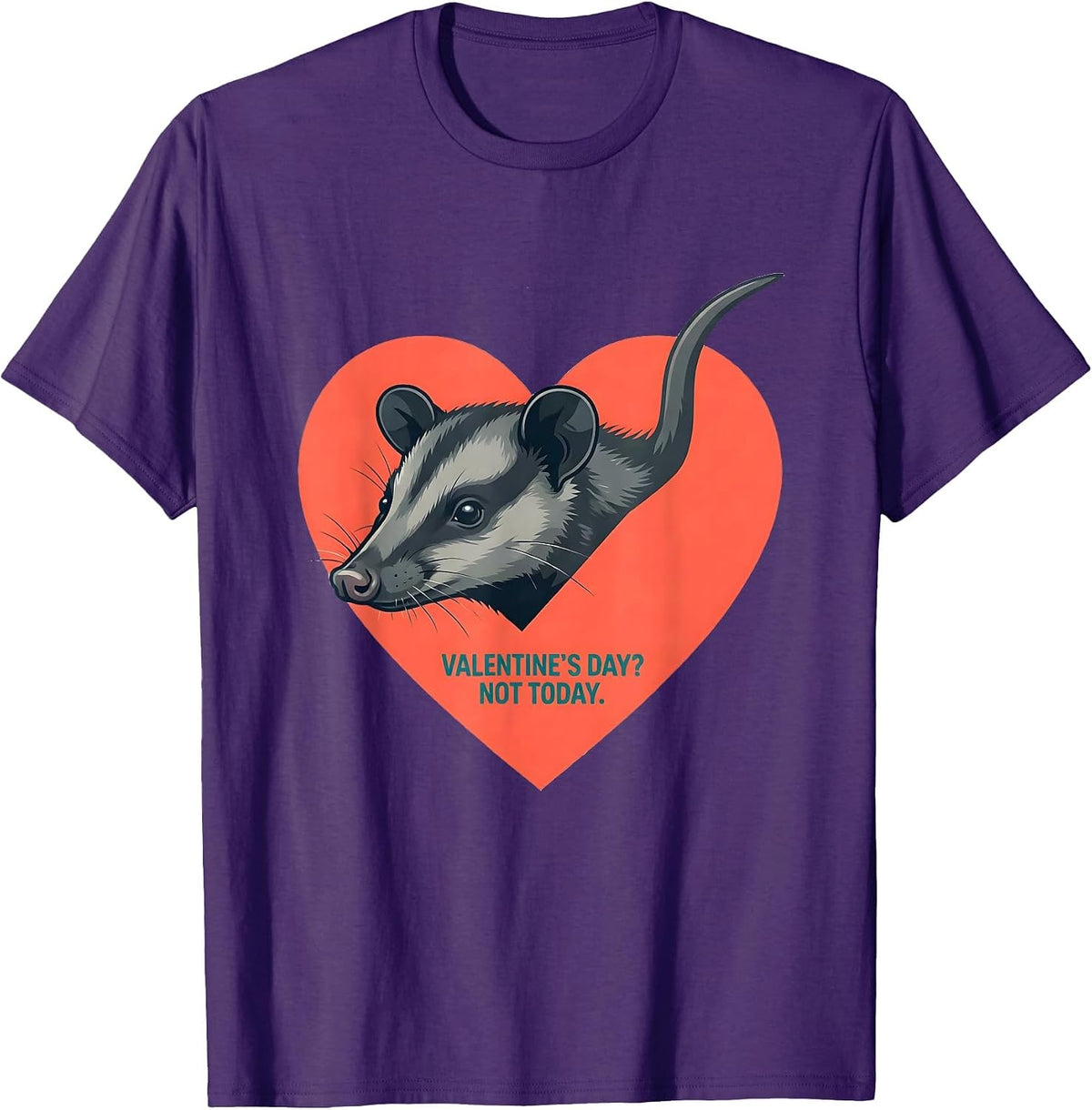 Men's Valentine’s Day? Not Today Funny Opossum Anti Valentine T-Shirt - Purple
