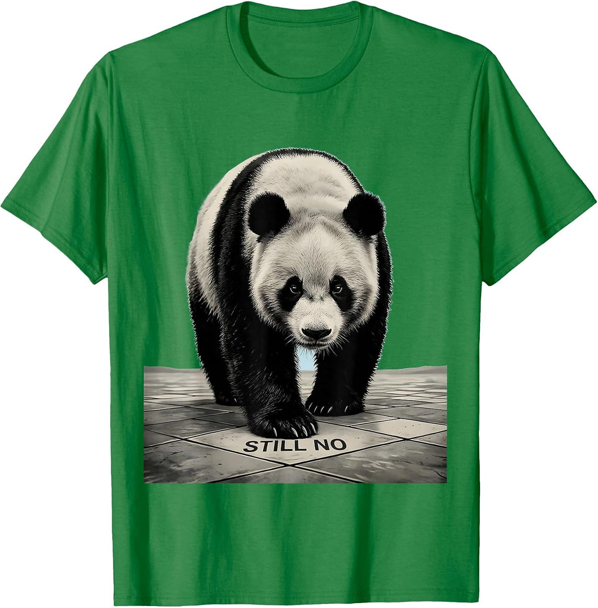 Men's Still No Minimalist Panda Bear Animal Humor Novelty T-Shirt - Kelly Green