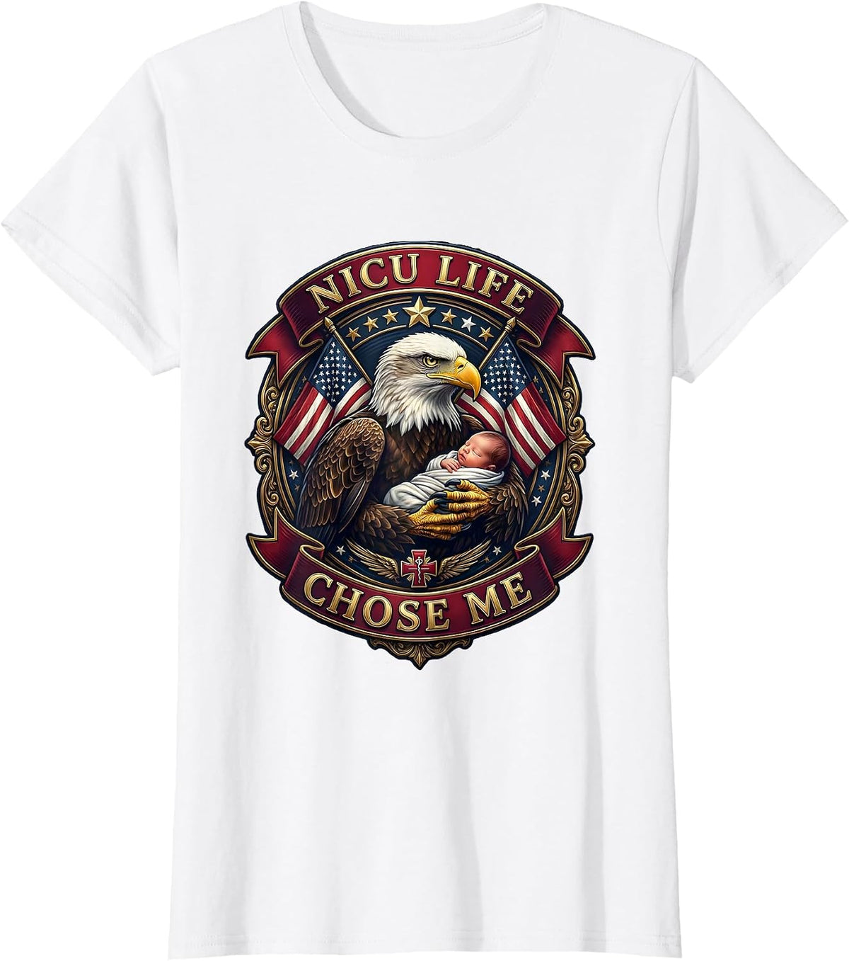 Women's NICU Life Chose Me Nurse Design T-Shirt - White