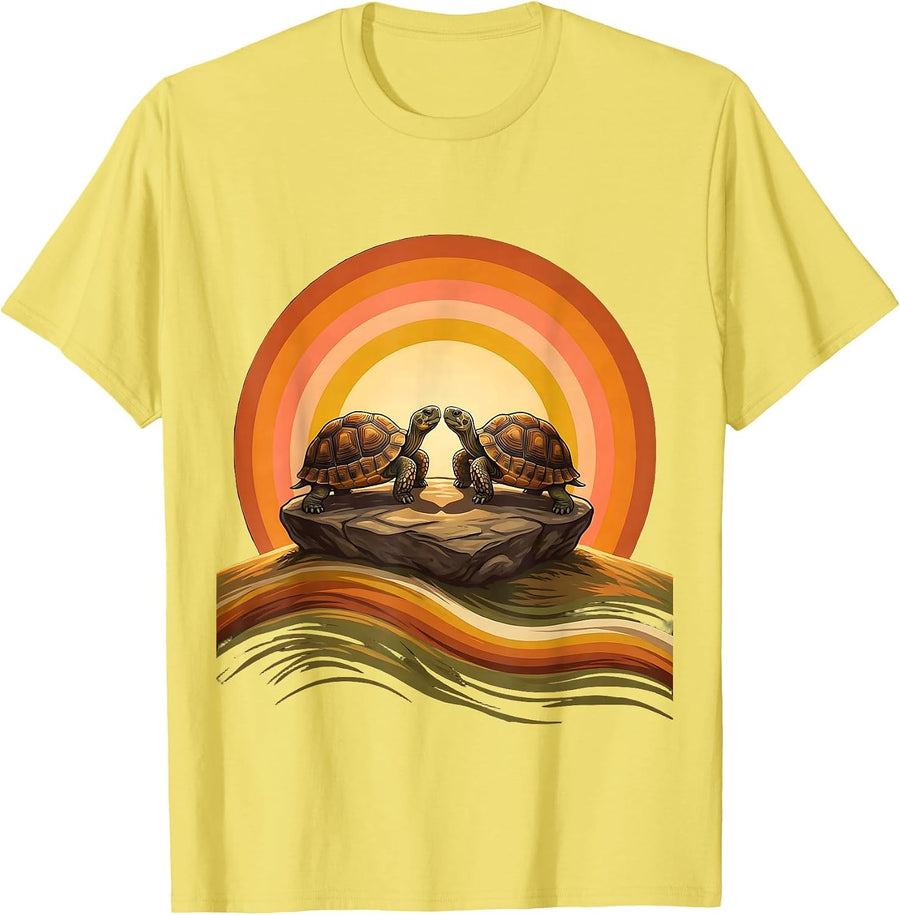 Men's Matching Turtles Nose to Nose Couples Graphic T-Shirt - Lemon Yellow
