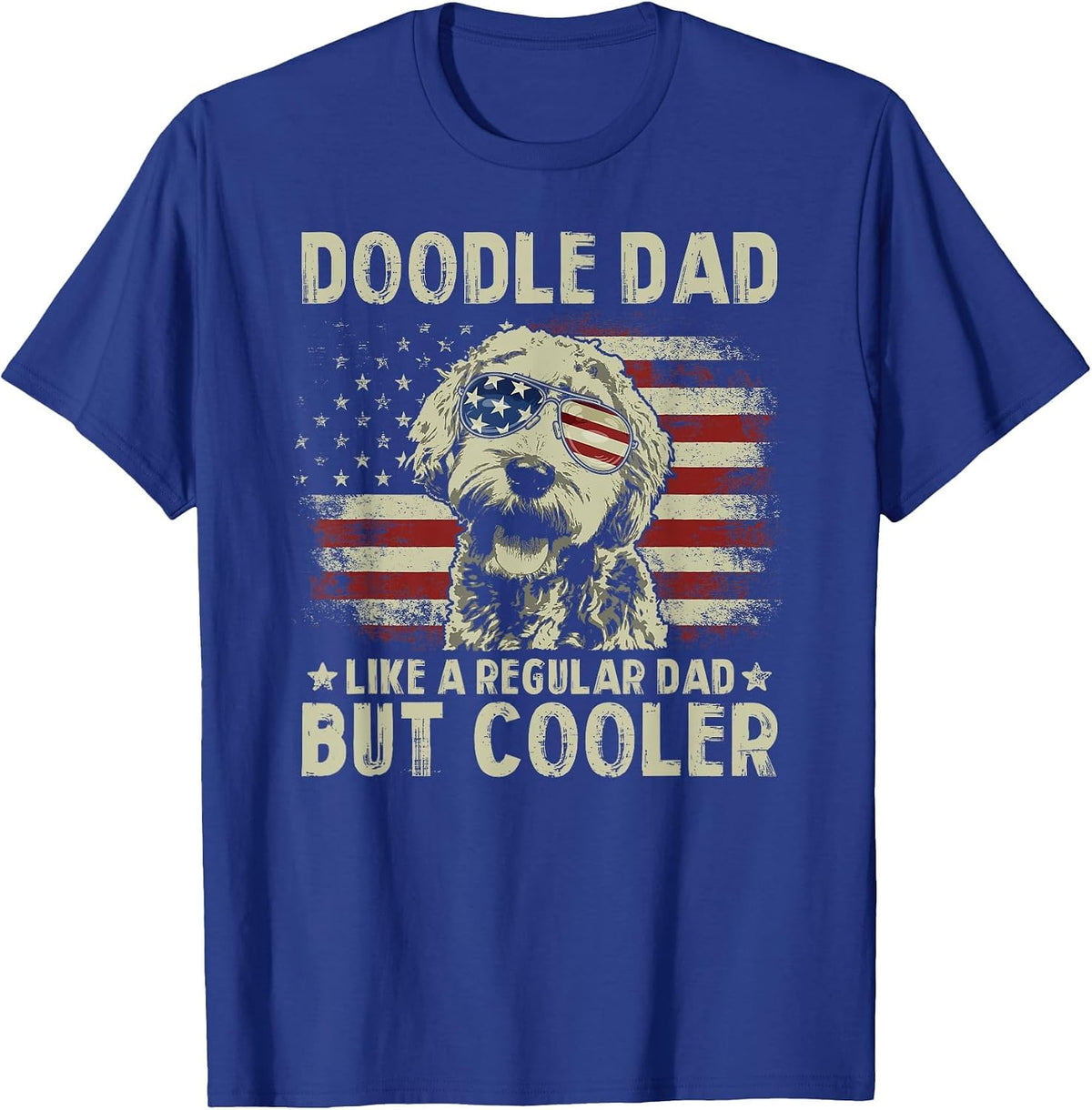 Vintage USA Flag Goldendoodle Doodle Dad Fathers Day Men T-Shirt - Royal Blue