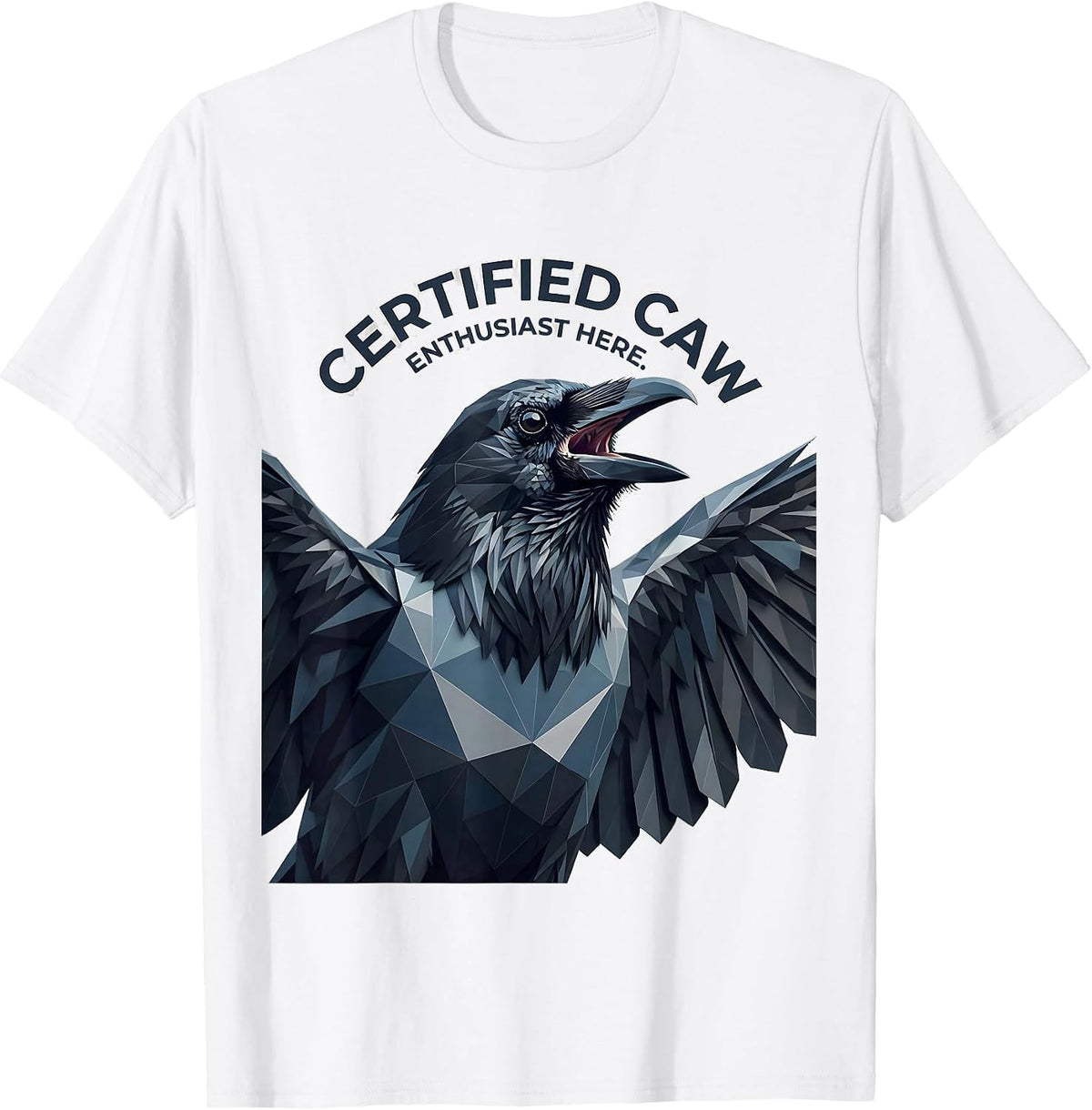 Men's Certified Caw Enthusiast Crow Lover Design T-Shirt - White