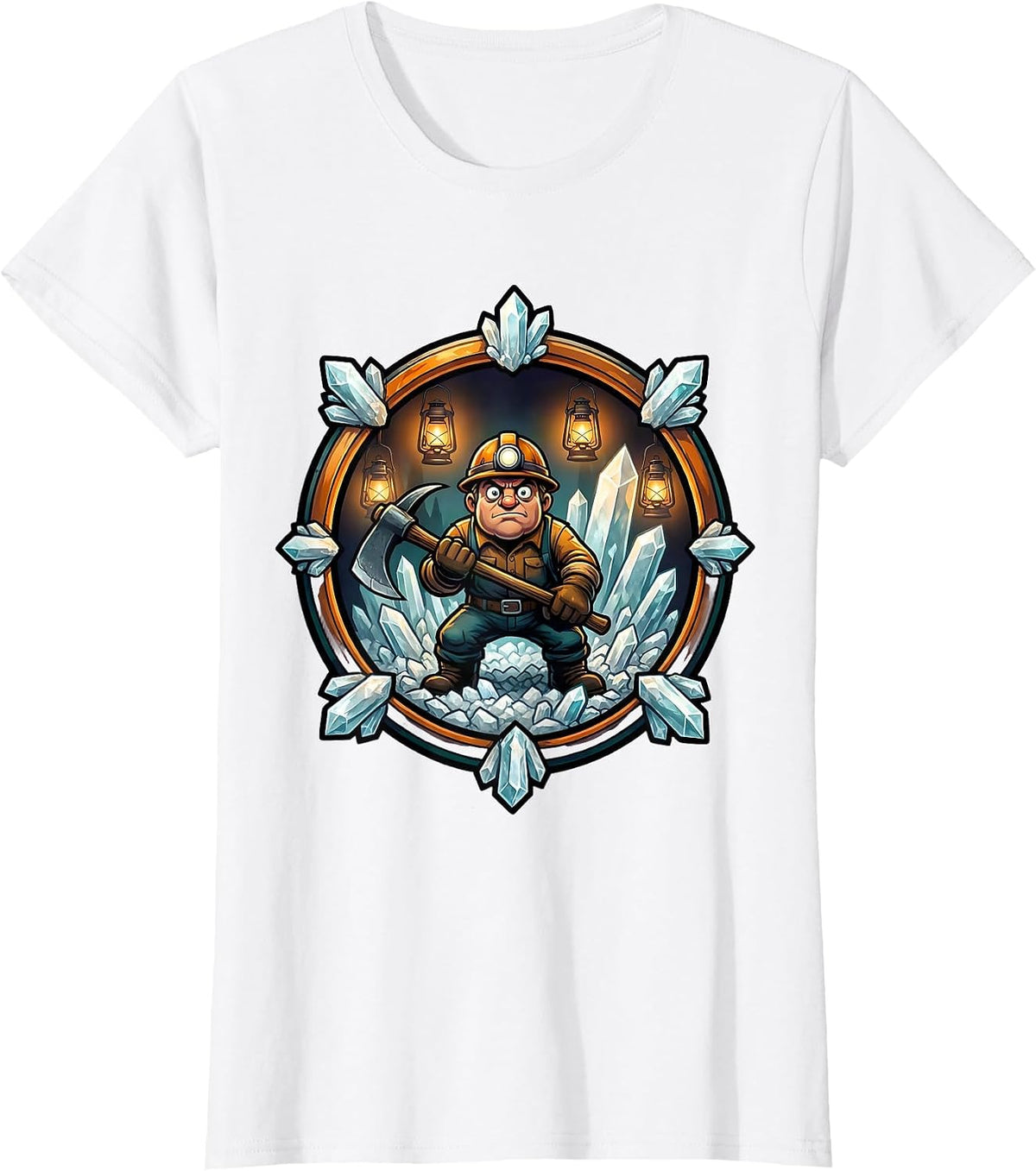 Ancient Salt Mine Glowing Lanterns Illustration T-Shirt - White