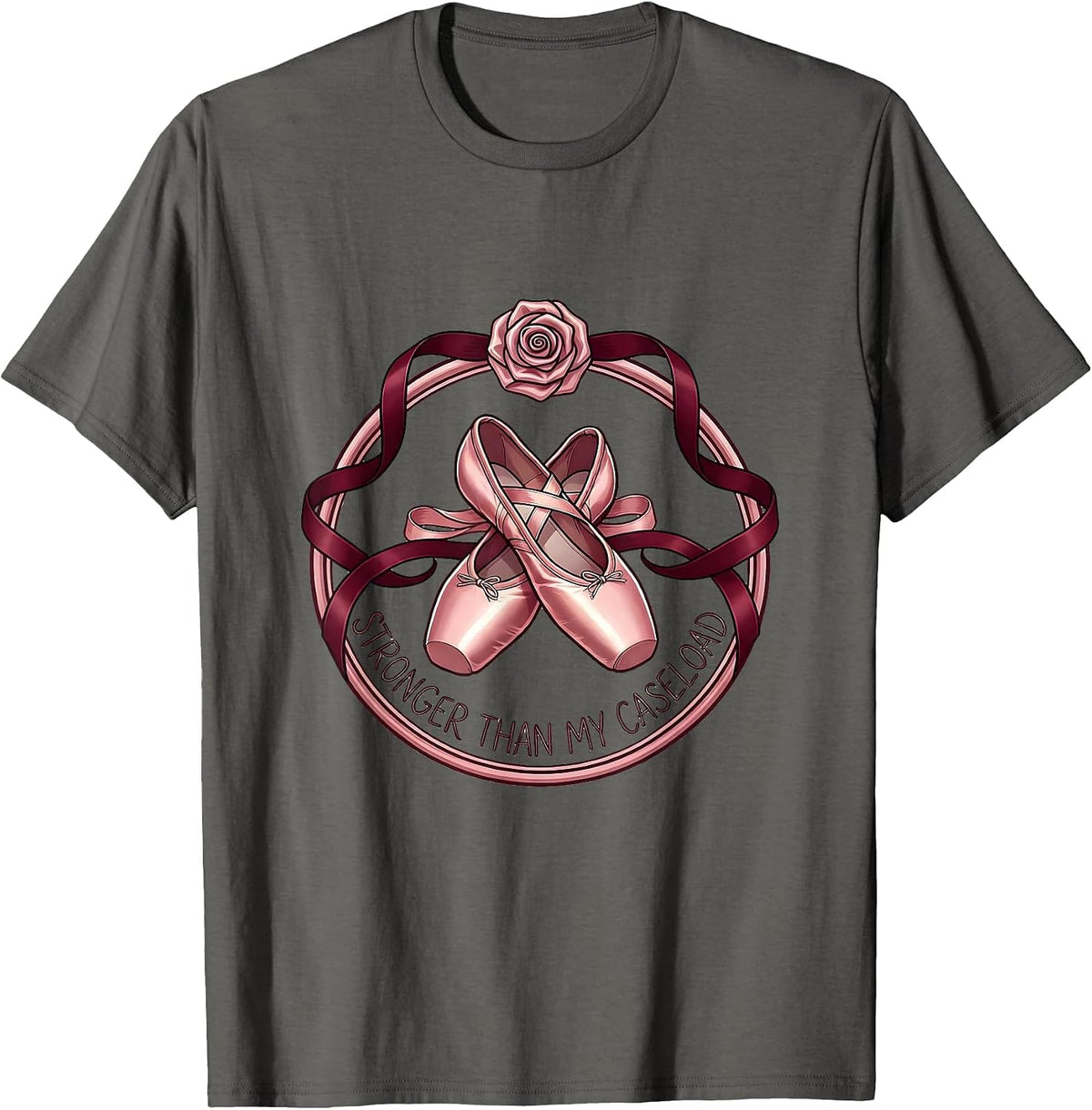 Stronger Than My Caseload Social Worker Design T-Shirt - Asphalt Grey